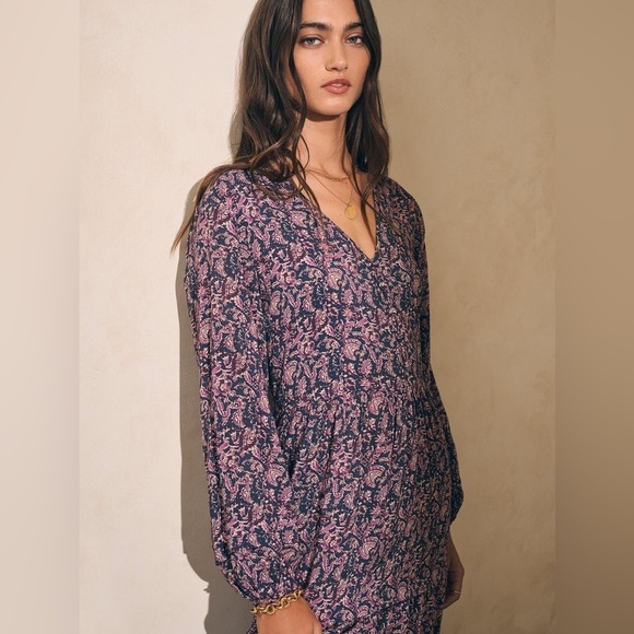 New! Faherty - Isabella Dress - Fiona Block Print 💗 sz XS NWOT - Picture 3 of 16